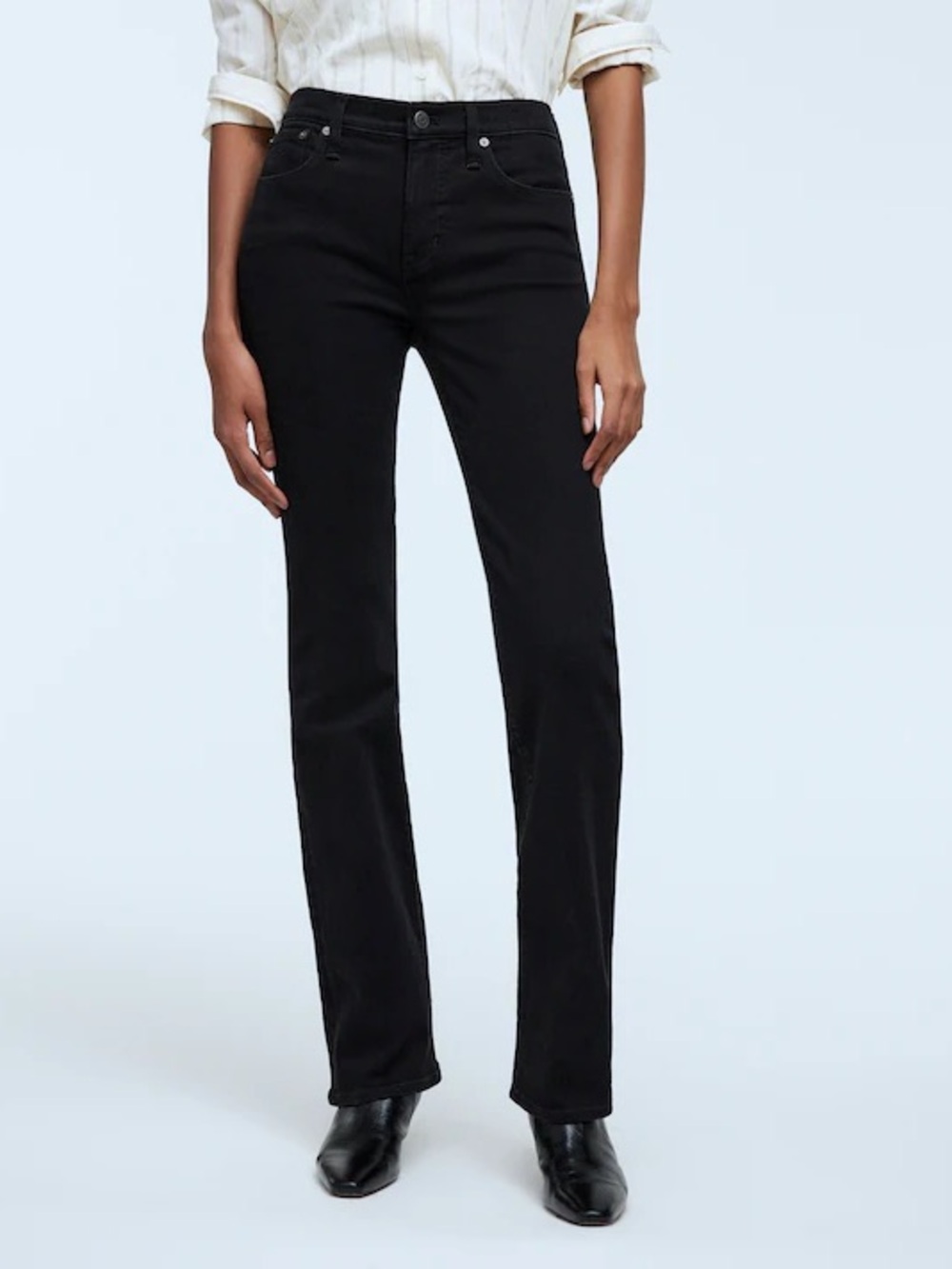 Madewell Mid Rise Kick Out Jeans Womens 28 Black Gray Flare Stretch